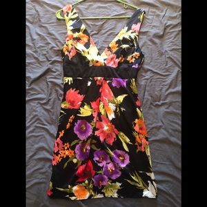 Floral satin cocktail dress